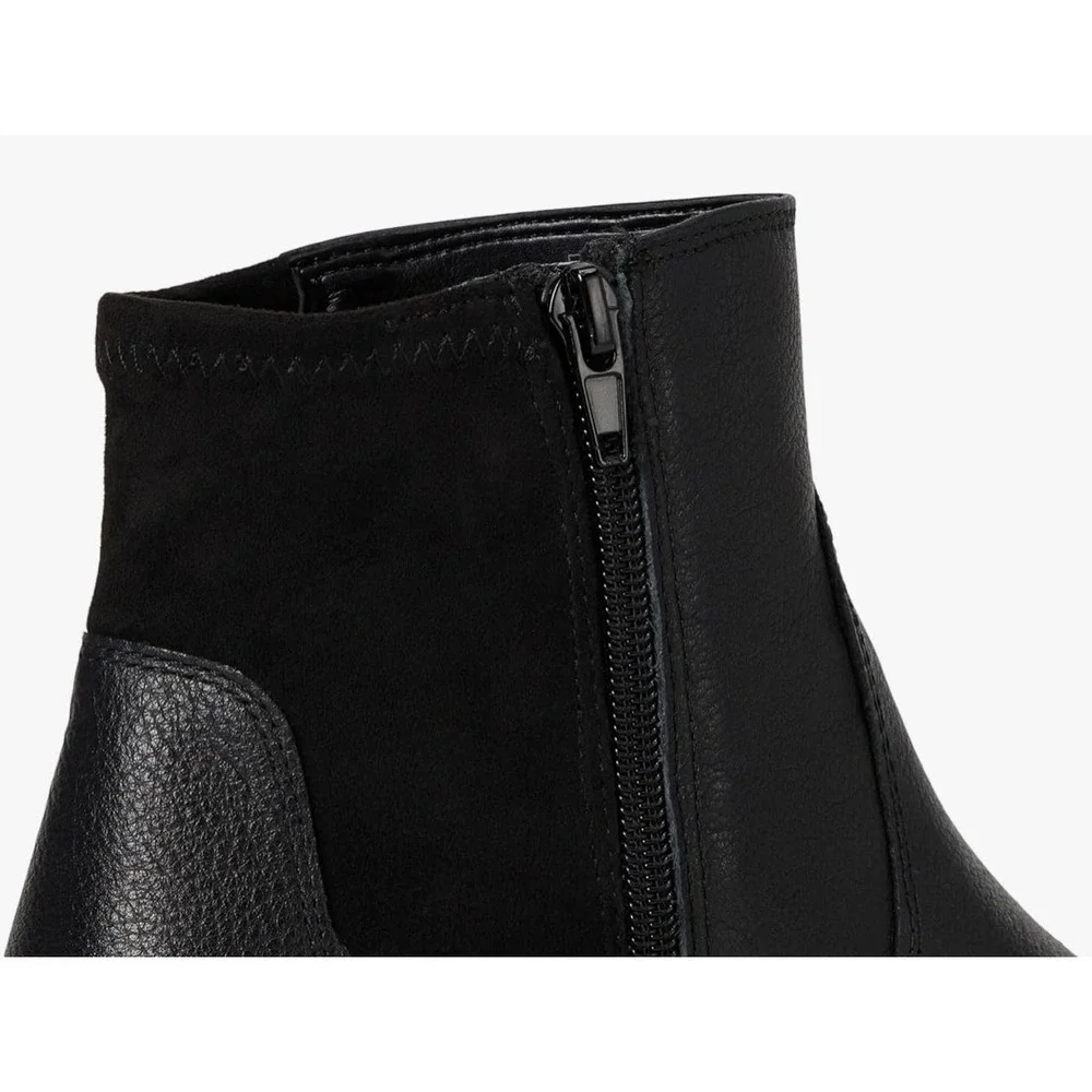 Vionic Ariana Womens Black Leather Wedge Ankle Boots Zip Short J5419L3002 Size 9